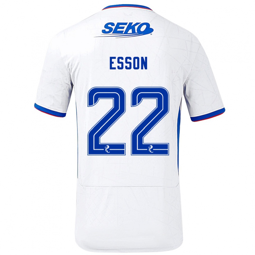 Niño Fútbol Camiseta Victoria Esson #22 Blanco Azul 2ª Equipación 2024/25 México