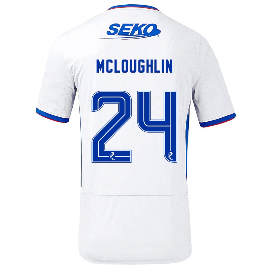 Niño Fútbol Camiseta Olivia Mcloughlin #24 Blanco Azul 2ª Equipación 2024/25 México