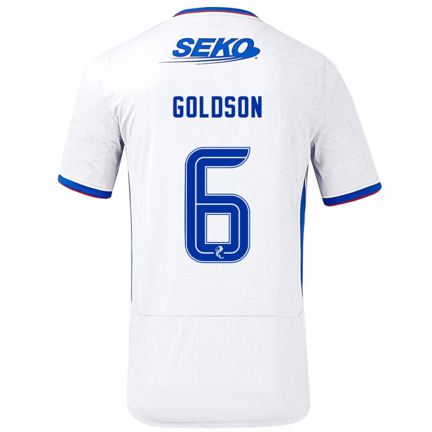 Niño Fútbol Camiseta Connor Goldson #6 Blanco Azul 2ª Equipación 2024/25 México