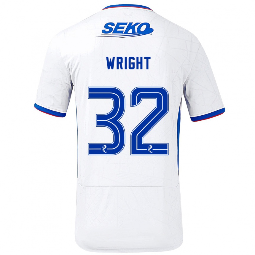 Niño Fútbol Camiseta Kieran Wright #32 Blanco Azul 2ª Equipación 2024/25 México