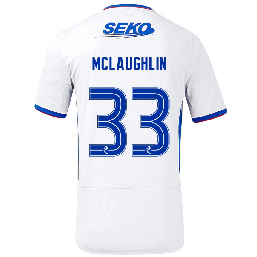 Niño Fútbol Camiseta Jon Mclaughlin #33 Blanco Azul 2ª Equipación 2024/25 México