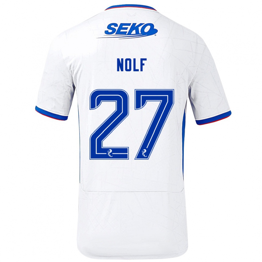 Niño Fútbol Camiseta Madeline Nolf #27 Blanco Azul 2ª Equipación 2024/25 México