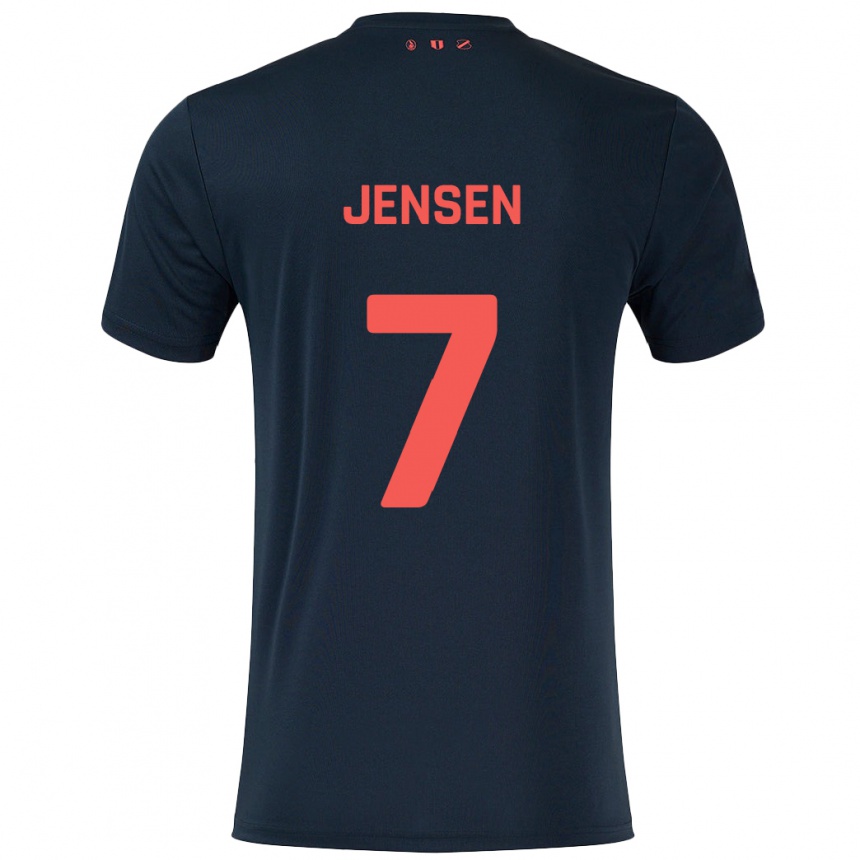 Niño Fútbol Camiseta Victor Jensen #7 Negro Rojo 2ª Equipación 2024/25 México