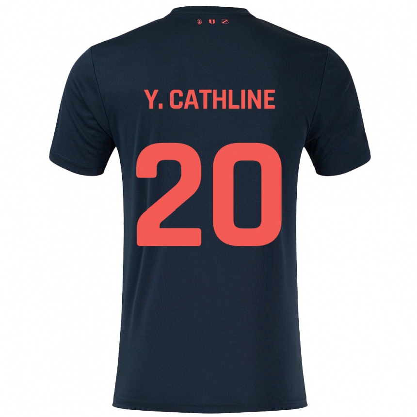 Niño Fútbol Camiseta Yoann Cathline #20 Negro Rojo 2ª Equipación 2024/25 México