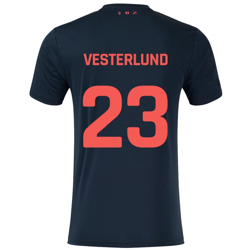 Niño Fútbol Camiseta Niklas Vesterlund #23 Negro Rojo 2ª Equipación 2024/25 México