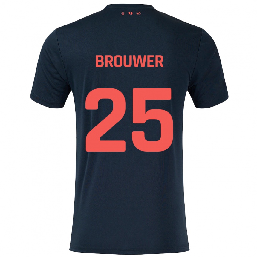 Niño Fútbol Camiseta Michael Brouwer #25 Negro Rojo 2ª Equipación 2024/25 México