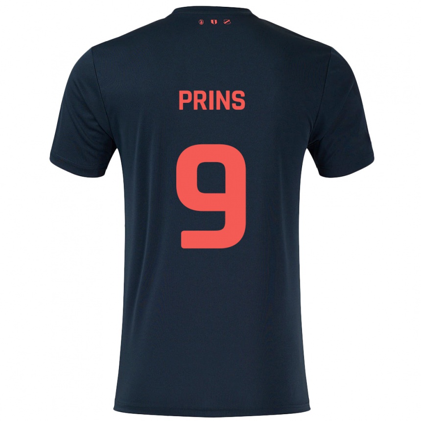 Niño Fútbol Camiseta Femke Prins #9 Negro Rojo 2ª Equipación 2024/25 México