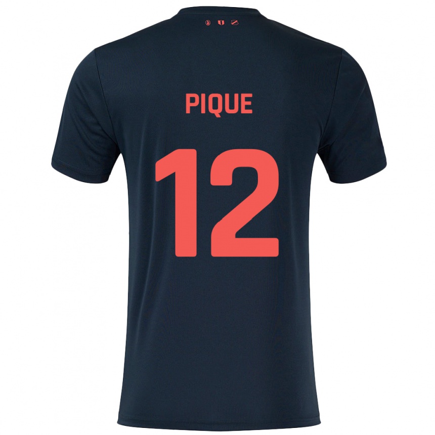 Niño Fútbol Camiseta Naomi Piqué #12 Negro Rojo 2ª Equipación 2024/25 México