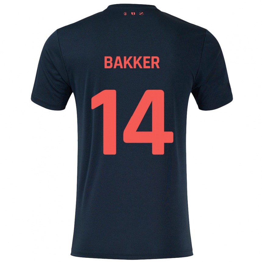 Niño Fútbol Camiseta Eshly Bakker #14 Negro Rojo 2ª Equipación 2024/25 México