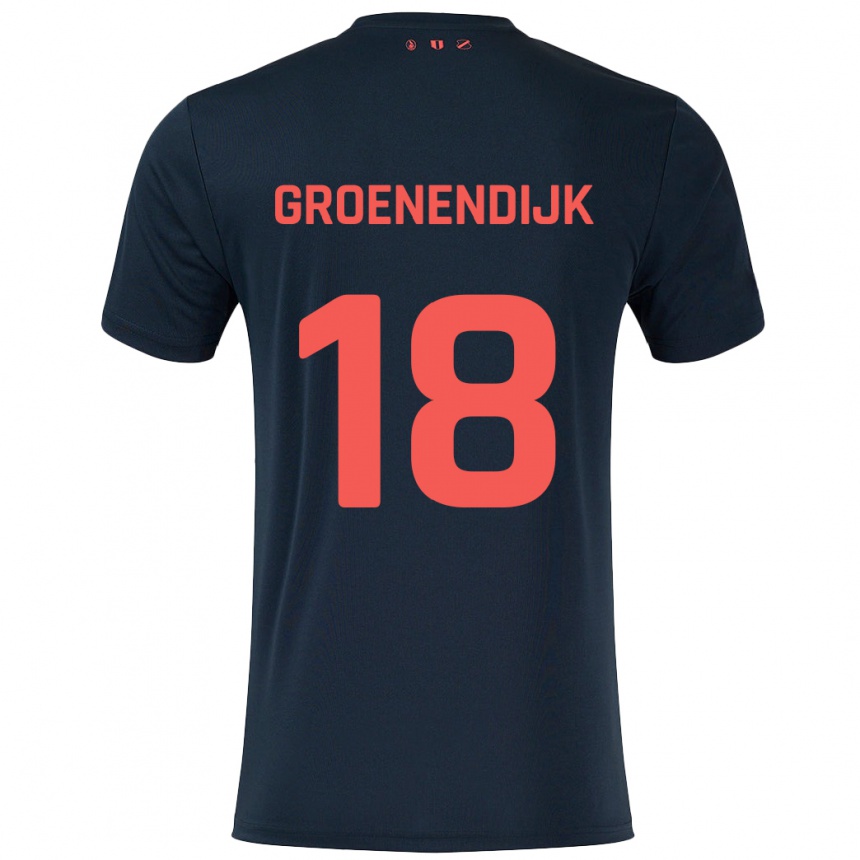 Niño Fútbol Camiseta Tami Groenendijk #18 Negro Rojo 2ª Equipación 2024/25 México