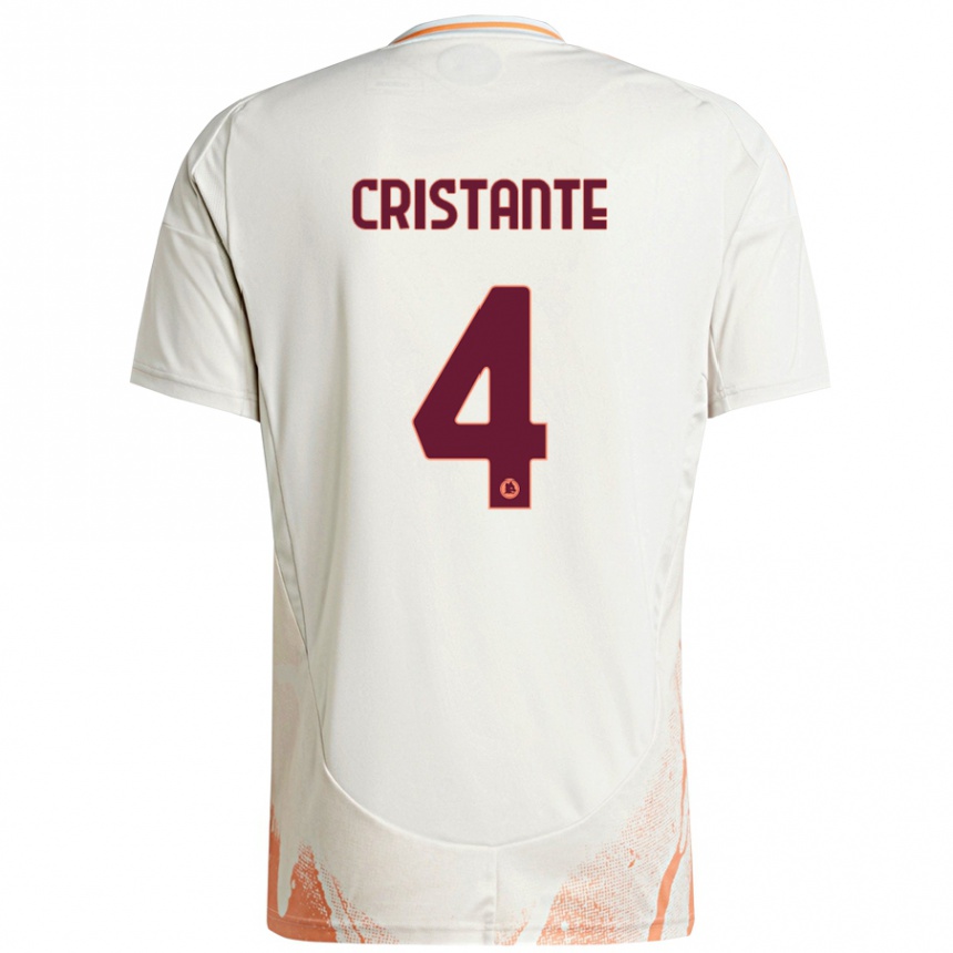 Niño Fútbol Camiseta Bryan Cristante #4 Crema Blanco Naranja 2ª Equipación 2024/25 México