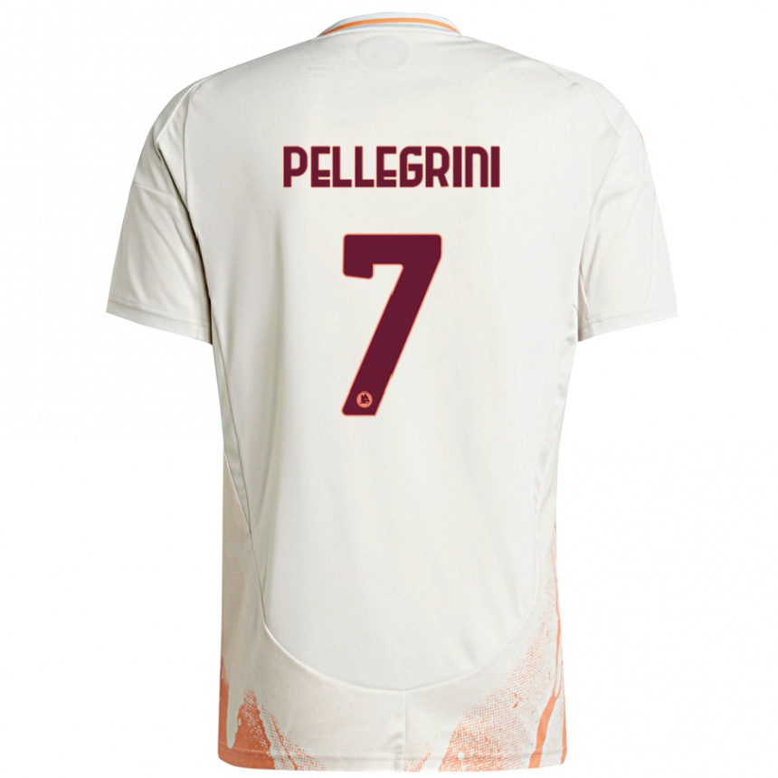 Niño Fútbol Camiseta Lorenzo Pellegrini #7 Crema Blanco Naranja 2ª Equipación 2024/25 México