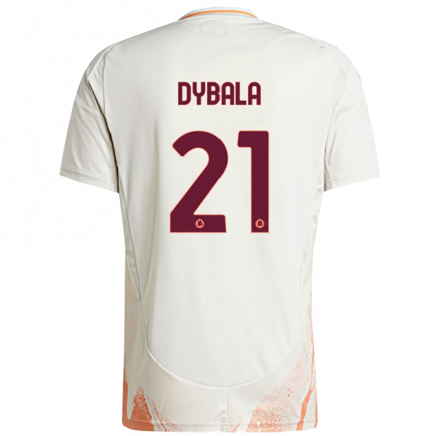 Niño Fútbol Camiseta Paulo Dybala #21 Crema Blanco Naranja 2ª Equipación 2024/25 México