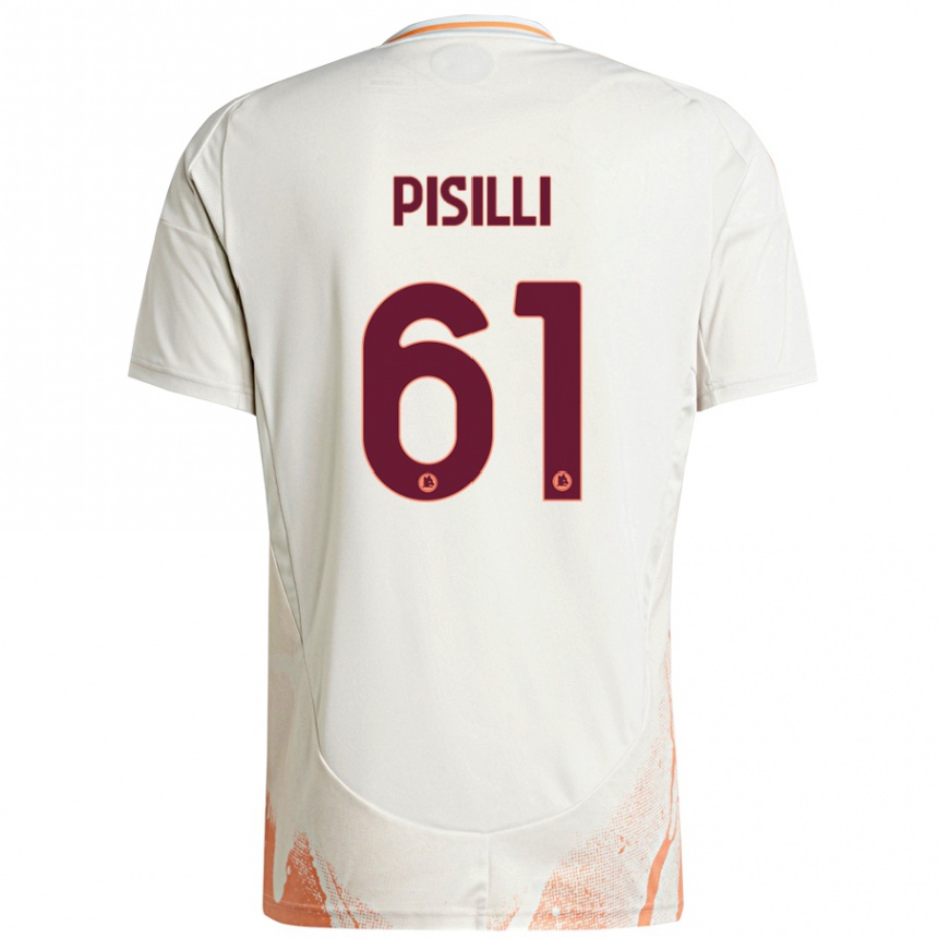 Niño Fútbol Camiseta Niccolò Pisilli #61 Crema Blanco Naranja 2ª Equipación 2024/25 México