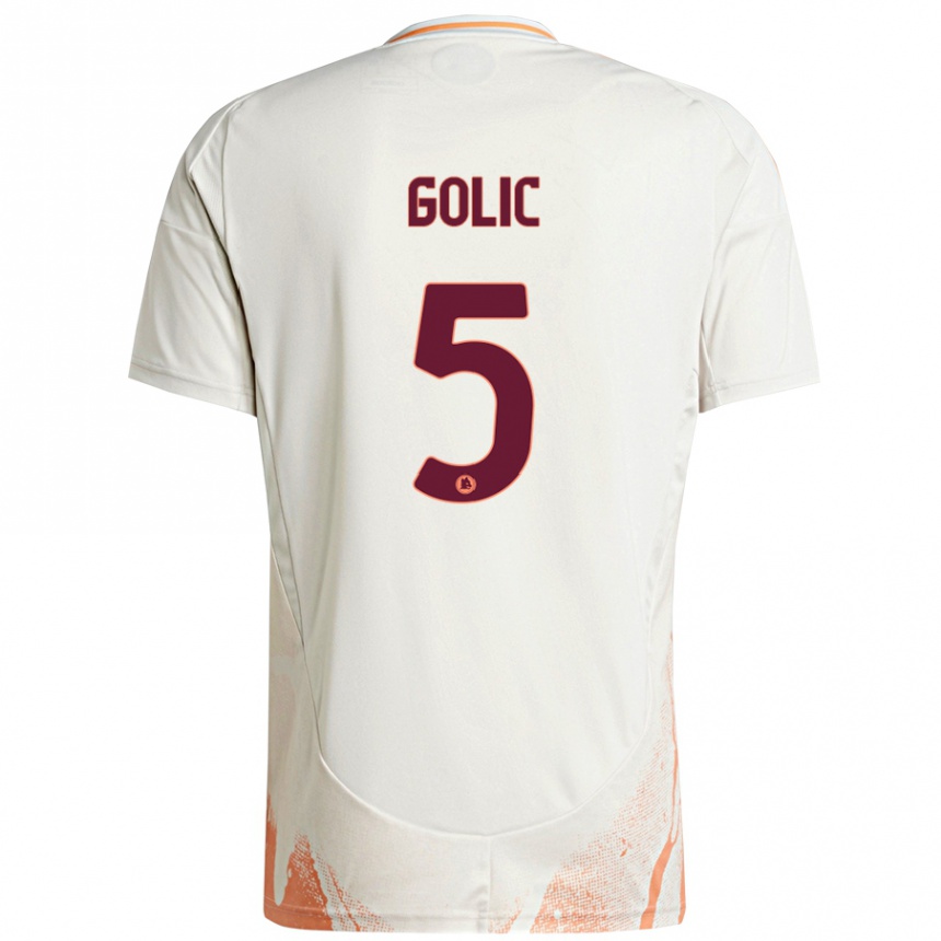 Niño Fútbol Camiseta Lovro Golic #5 Crema Blanco Naranja 2ª Equipación 2024/25 México