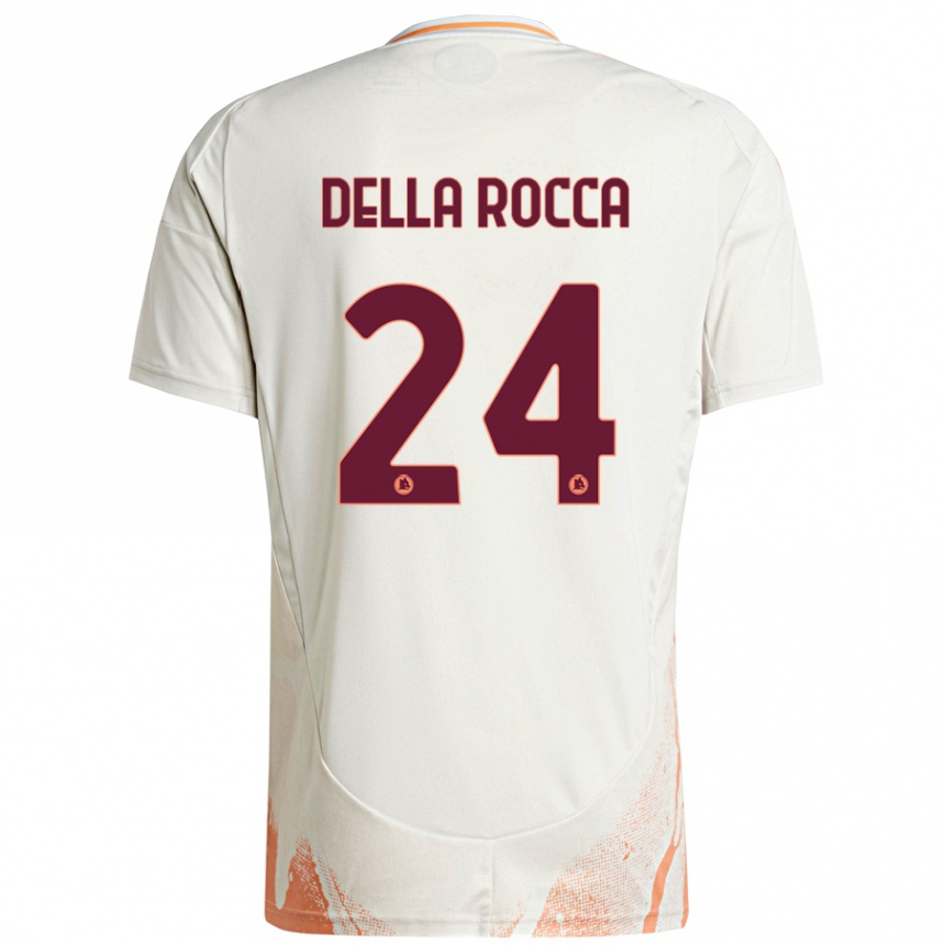 Niño Fútbol Camiseta Mattia Della Rocca #24 Crema Blanco Naranja 2ª Equipación 2024/25 México