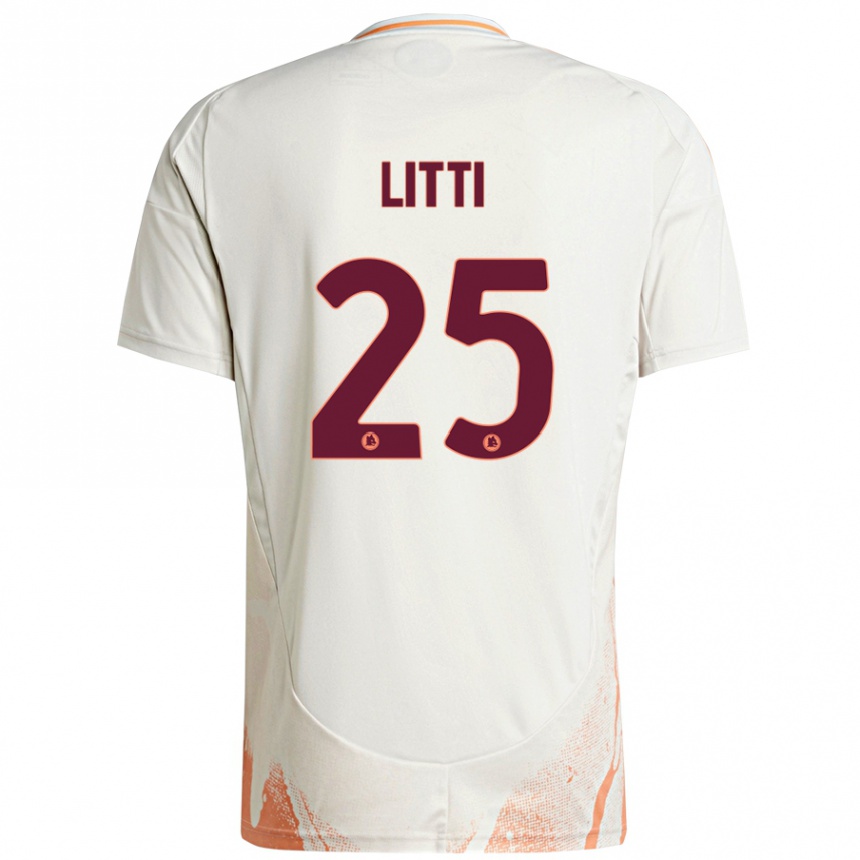 Niño Fútbol Camiseta Marco Litti #25 Crema Blanco Naranja 2ª Equipación 2024/25 México