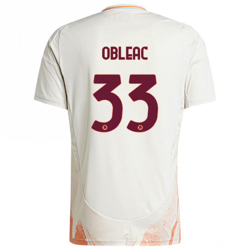 Niño Fútbol Camiseta Matteo Obleac #33 Crema Blanco Naranja 2ª Equipación 2024/25 México