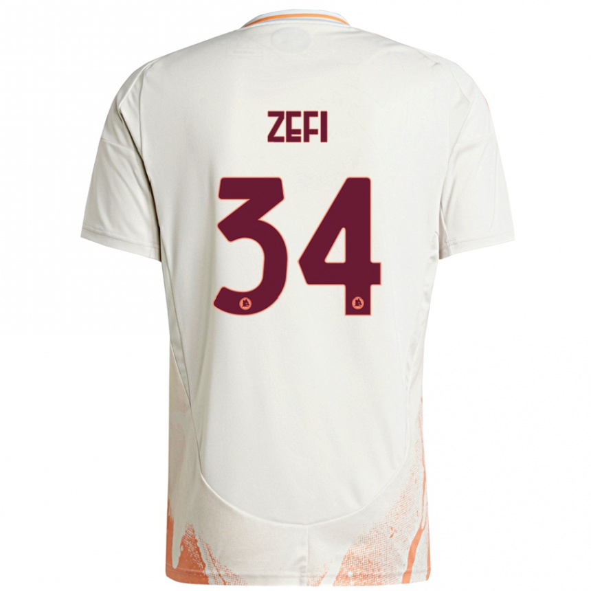 Niño Fútbol Camiseta Kevin Zefi #34 Crema Blanco Naranja 2ª Equipación 2024/25 México