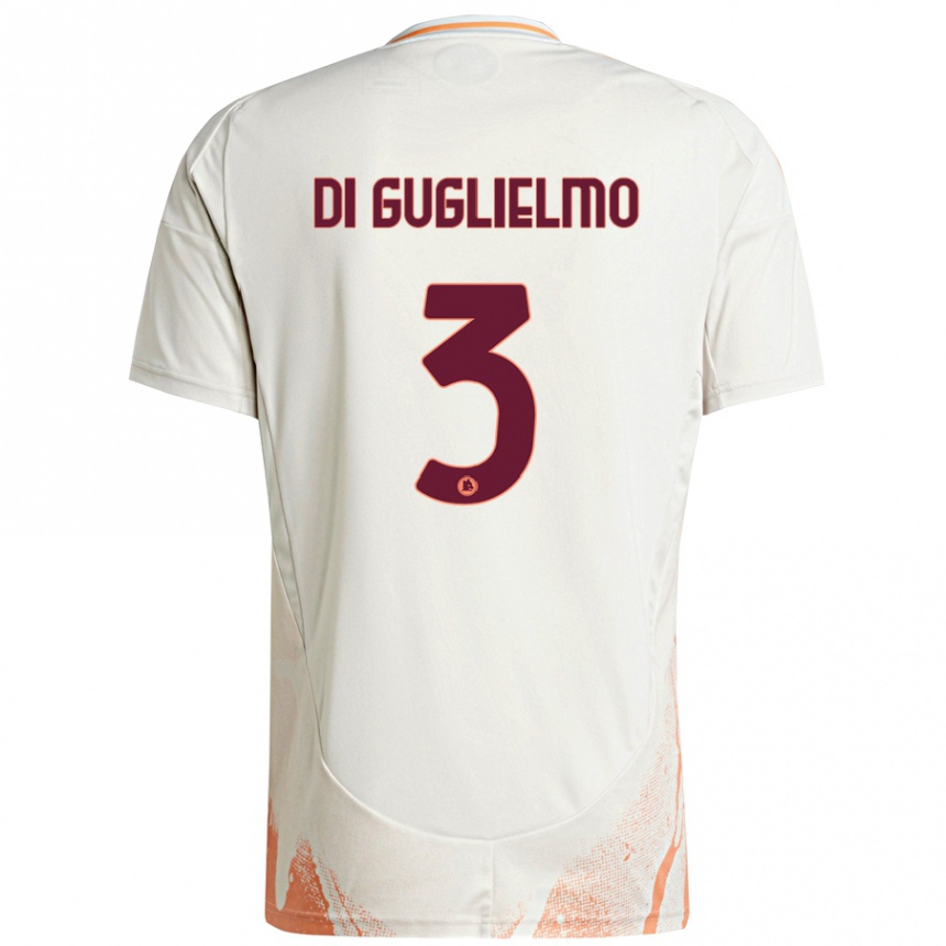 Niño Fútbol Camiseta Lucia Di Guglielmo #3 Crema Blanco Naranja 2ª Equipación 2024/25 México