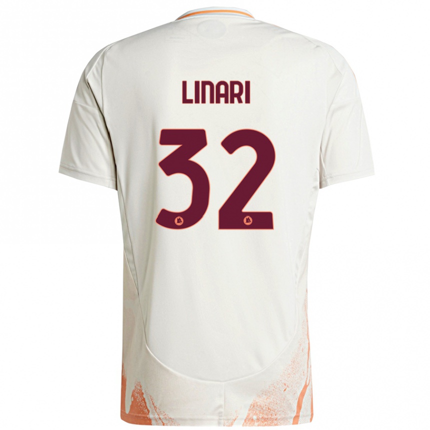 Niño Fútbol Camiseta Elena Linari #32 Crema Blanco Naranja 2ª Equipación 2024/25 México