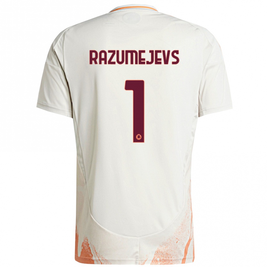 Niño Fútbol Camiseta Vladislavs Razumejevs #1 Crema Blanco Naranja 2ª Equipación 2024/25 México