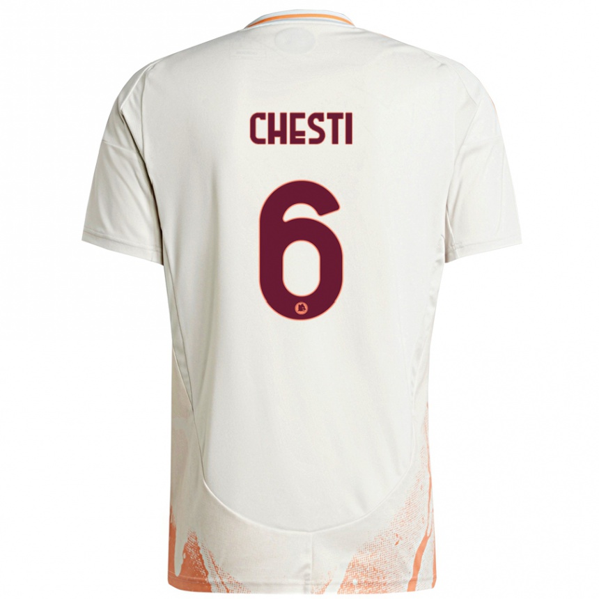 Niño Fútbol Camiseta Francesco Chesti #6 Crema Blanco Naranja 2ª Equipación 2024/25 México