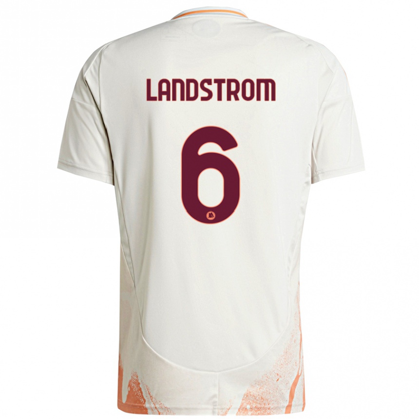 Niño Fútbol Camiseta Elin Landstrom #6 Crema Blanco Naranja 2ª Equipación 2024/25 México