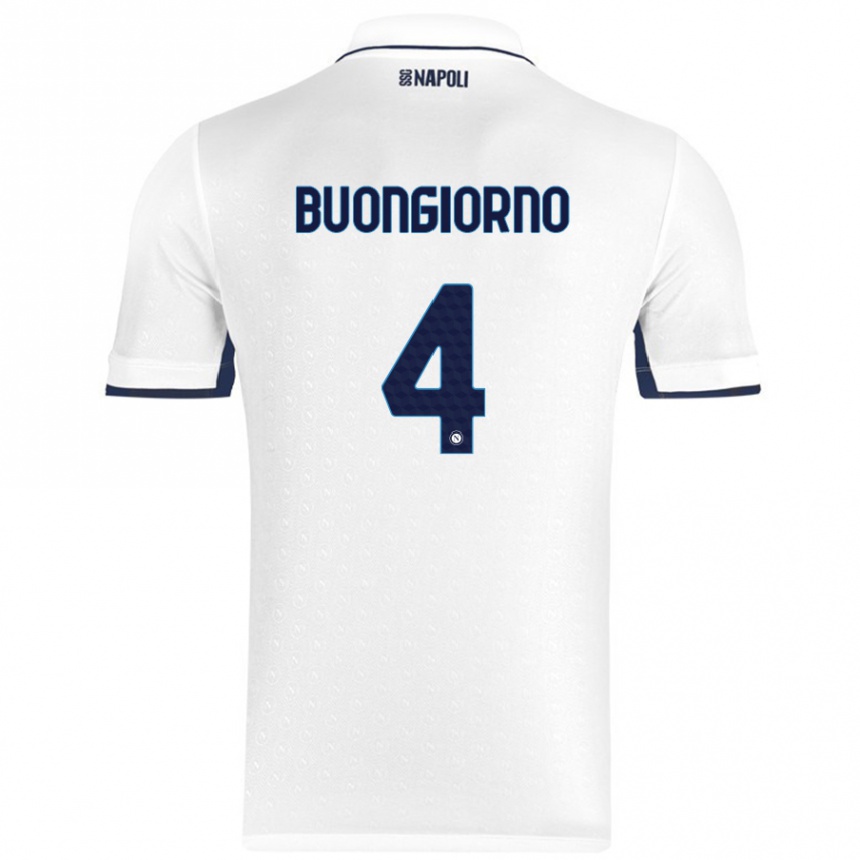 Niño Fútbol Camiseta Alessandro Buongiorno #4 Blanco Azul Real 2ª Equipación 2024/25 México