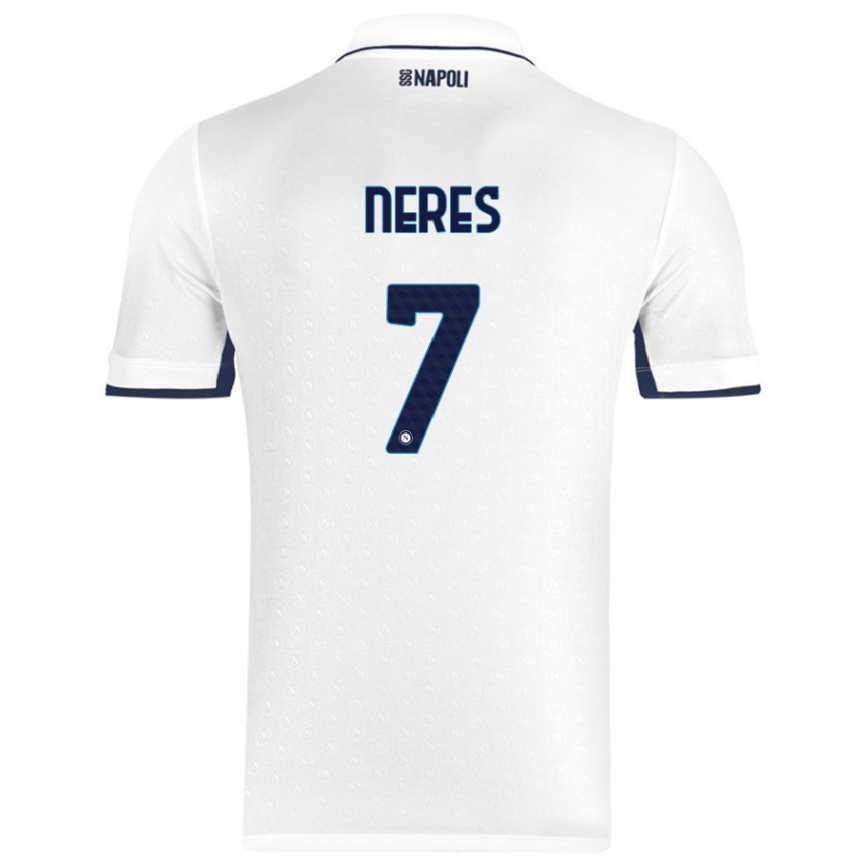 Niño Fútbol Camiseta David Neres #7 Blanco Azul Real 2ª Equipación 2024/25 México