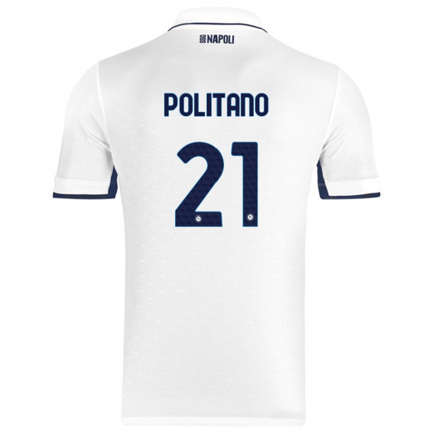 Niño Fútbol Camiseta Matteo Politano #21 Blanco Azul Real 2ª Equipación 2024/25 México