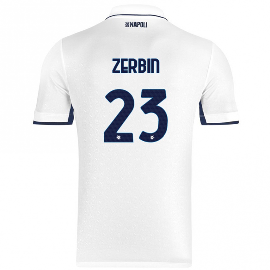 Niño Fútbol Camiseta Alessio Zerbin #23 Blanco Azul Real 2ª Equipación 2024/25 México