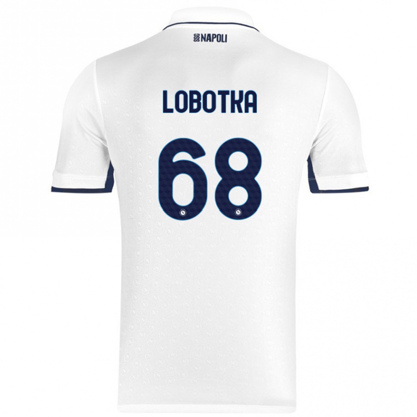 Niño Fútbol Camiseta Stanislav Lobotka #68 Blanco Azul Real 2ª Equipación 2024/25 México