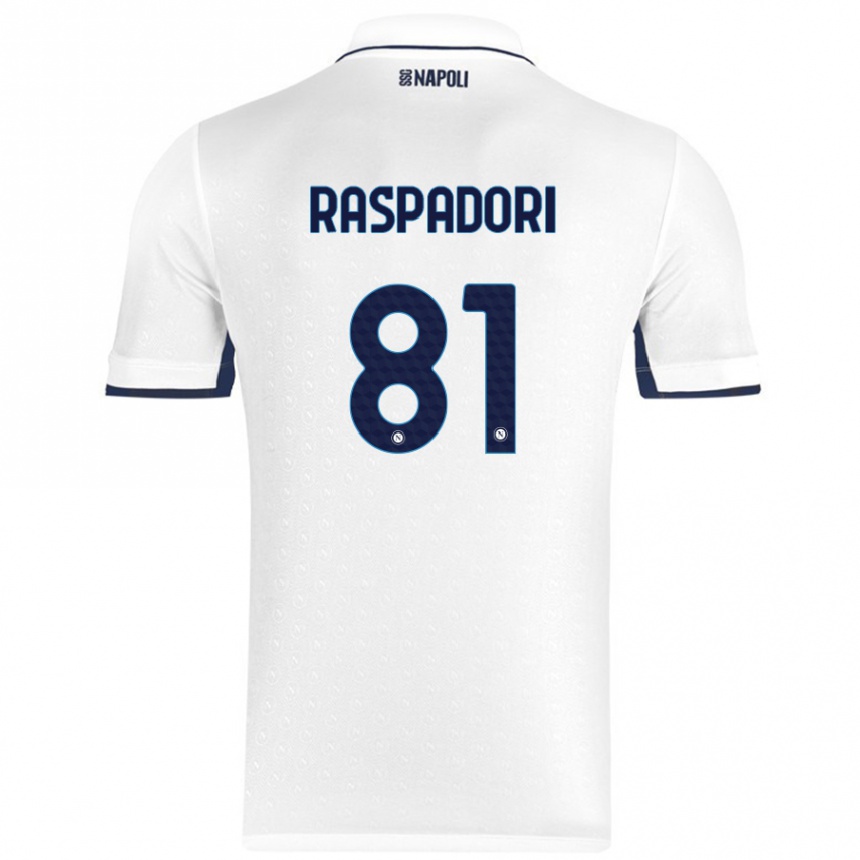 Niño Fútbol Camiseta Giacomo Raspadori #81 Blanco Azul Real 2ª Equipación 2024/25 México