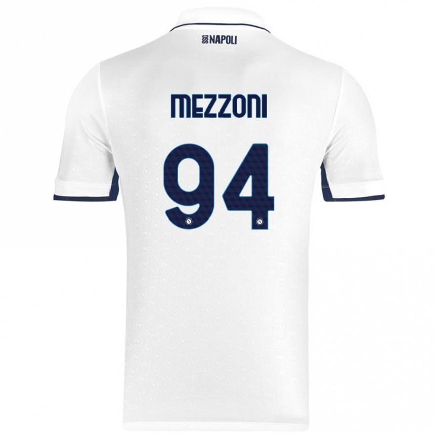 Niño Fútbol Camiseta Francesco Mezzoni #94 Blanco Azul Real 2ª Equipación 2024/25 México