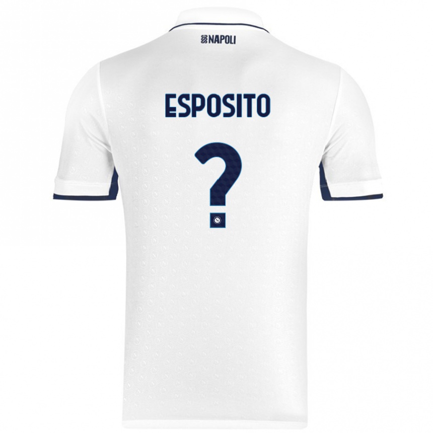 Niño Fútbol Camiseta Mattia Esposito #0 Blanco Azul Real 2ª Equipación 2024/25 México