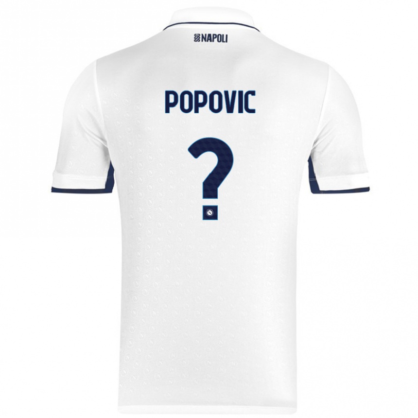 Niño Fútbol Camiseta Matija Popovic #0 Blanco Azul Real 2ª Equipación 2024/25 México