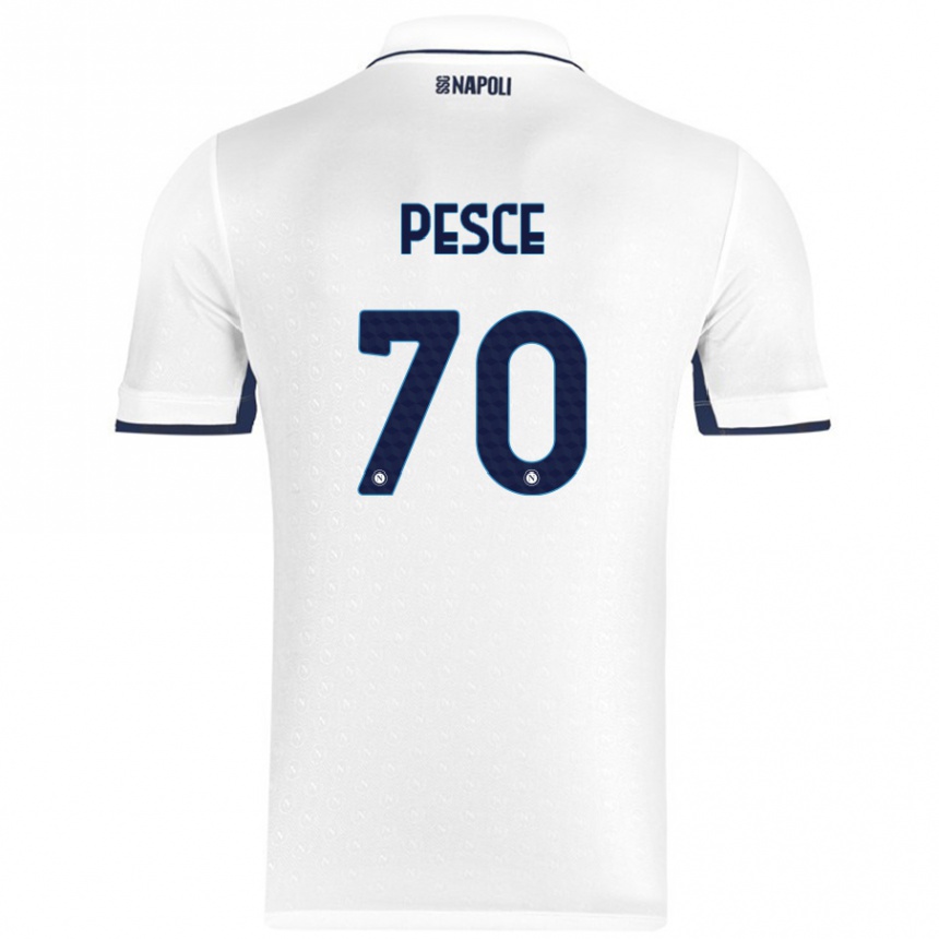 Niño Fútbol Camiseta Antonio Pesce #70 Blanco Azul Real 2ª Equipación 2024/25 México