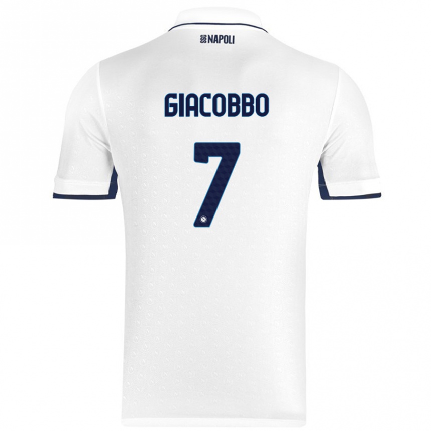 Niño Fútbol Camiseta Giulia Giacobbo #7 Blanco Azul Real 2ª Equipación 2024/25 México