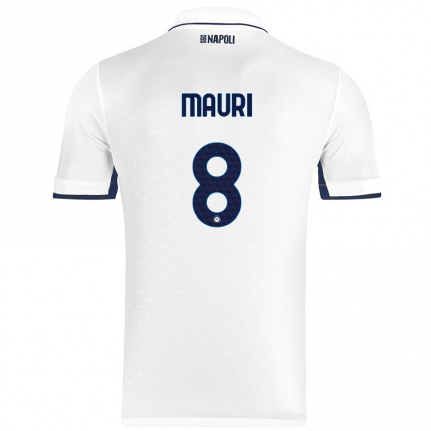 Niño Fútbol Camiseta Claudia Mauri #8 Blanco Azul Real 2ª Equipación 2024/25 México