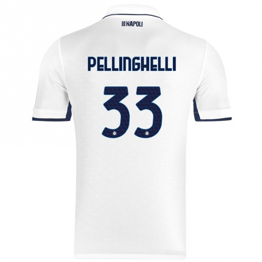 Niño Fútbol Camiseta Alice Pellinghelli #33 Blanco Azul Real 2ª Equipación 2024/25 México