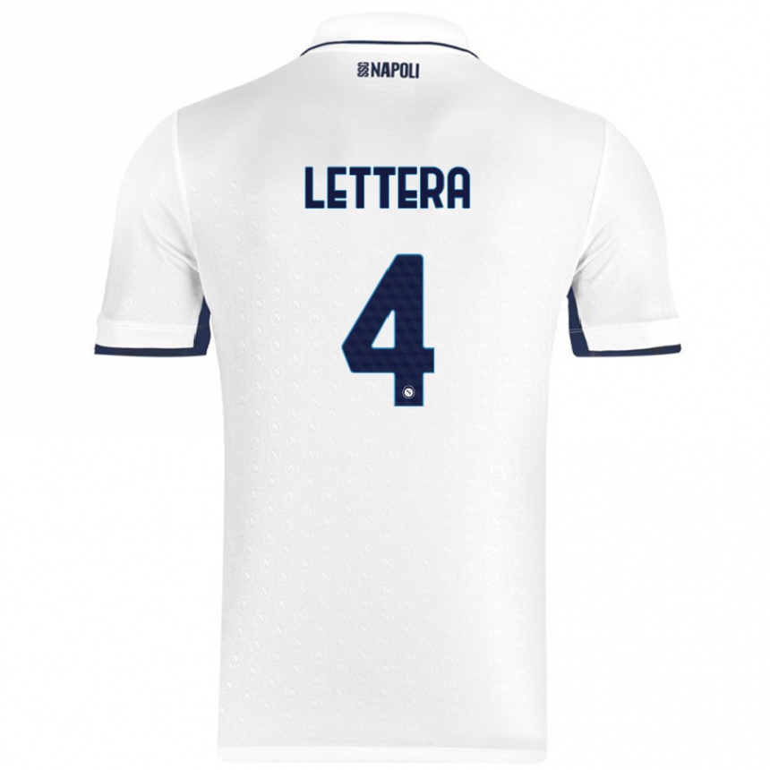 Niño Fútbol Camiseta Alessio Lettera #4 Blanco Azul Real 2ª Equipación 2024/25 México