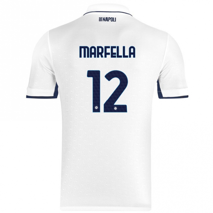 Niño Fútbol Camiseta Davide Marfella #12 Blanco Azul Real 2ª Equipación 2024/25 México