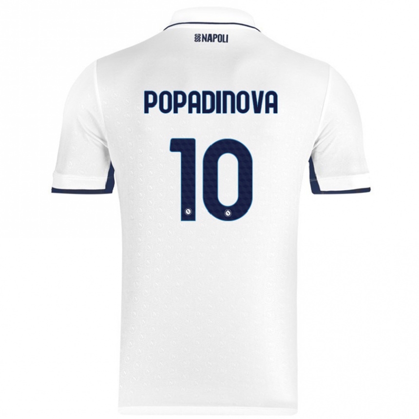 Niño Fútbol Camiseta Evdokiya Popadinova #10 Blanco Azul Real 2ª Equipación 2024/25 México