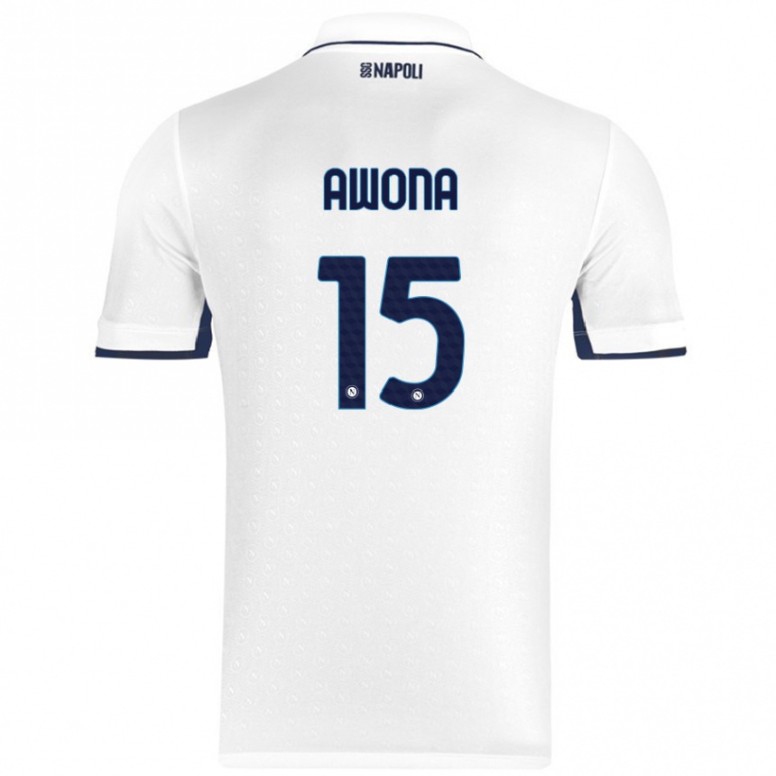 Niño Fútbol Camiseta Aurelle Awona #15 Blanco Azul Real 2ª Equipación 2024/25 México