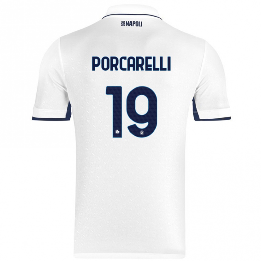 Niño Fútbol Camiseta Maddelena Porcarelli #19 Blanco Azul Real 2ª Equipación 2024/25 México