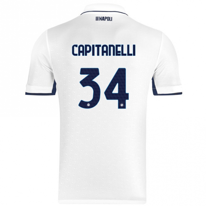 Niño Fútbol Camiseta Ilaria Capitanelli #34 Blanco Azul Real 2ª Equipación 2024/25 México