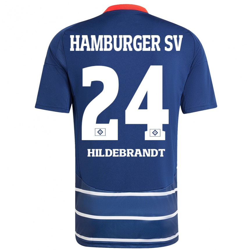 Niño Fútbol Camiseta Tjark Hildebrandt #24 Azul Oscuro 2ª Equipación 2024/25 México