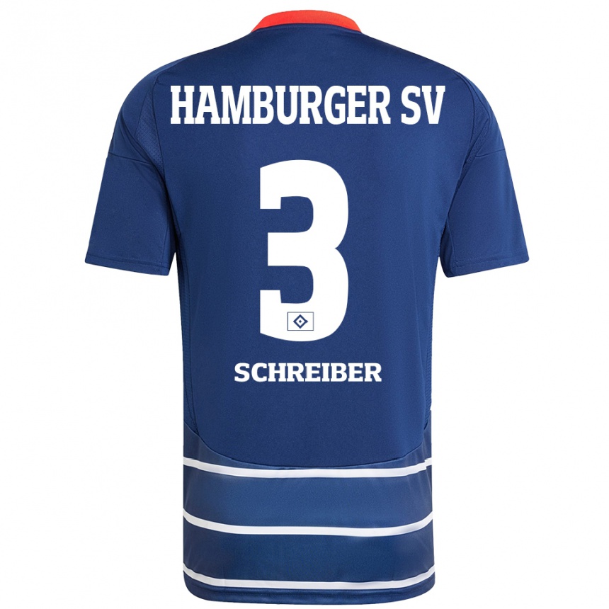 Niño Fútbol Camiseta David Schreiber #3 Azul Oscuro 2ª Equipación 2024/25 México