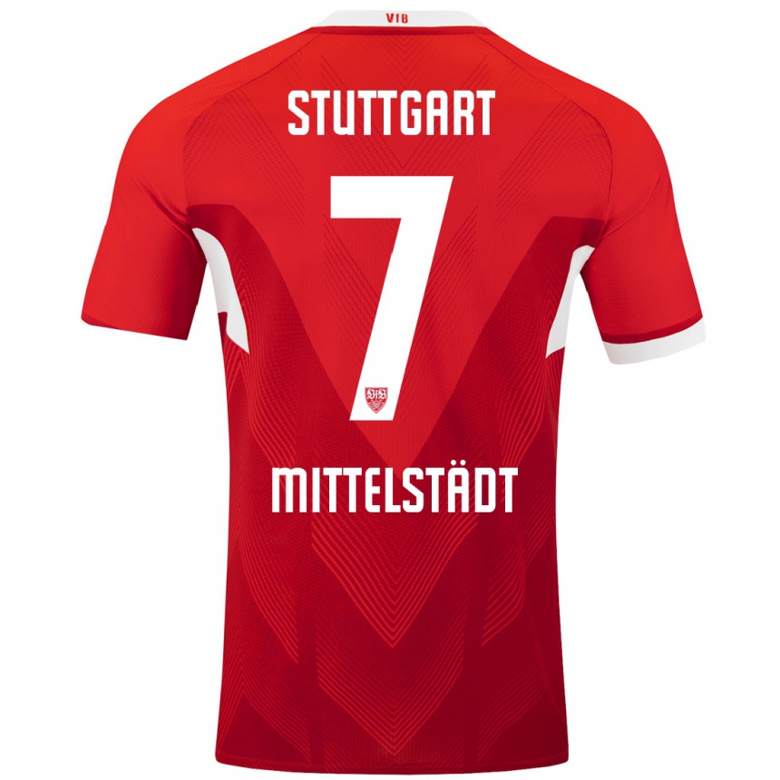 Niño Fútbol Camiseta Maximilian Mittelstädt #7 Rojo Blanco 2ª Equipación 2024/25 México